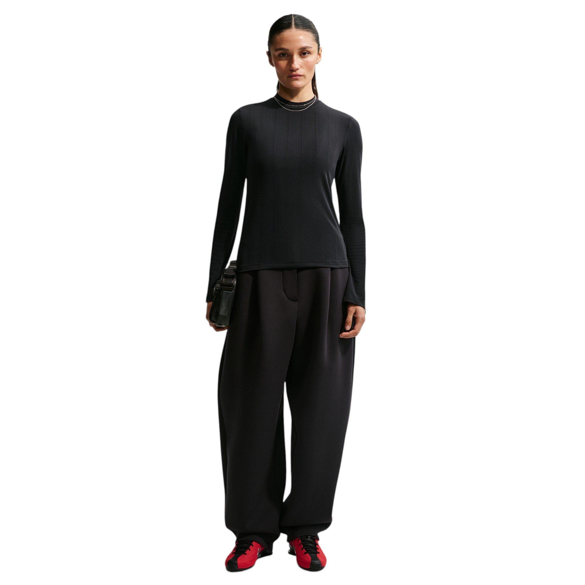 Nike Women's Sportswear Tight Long Sleeve Top - Black/Off-White - BLACK/OFF-WHITE